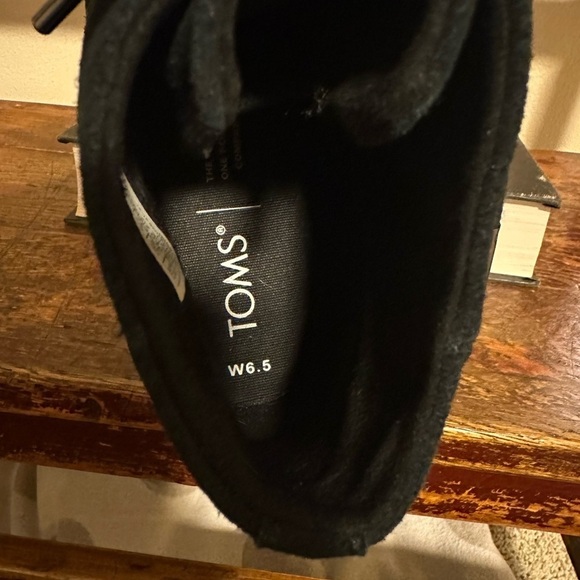 TOMS Hyde Black Suede Wedge Ankle Boots Lace Up Booties - Picture 8 of 12